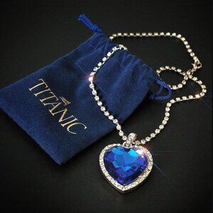 Blue Titanic Heart of the Ocean Crystal Pendant Necklace Rhinestone Jewelry